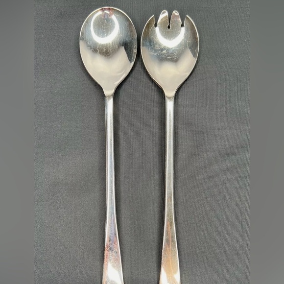 Vintage Sheffield England Silver Plated Serving Set Salad Spoon & Fork HTF - Picture 3 of 4